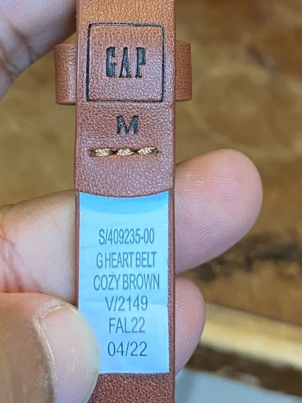 2022 Gap Cozy Brown Heart Thin Skinny Belt Medium